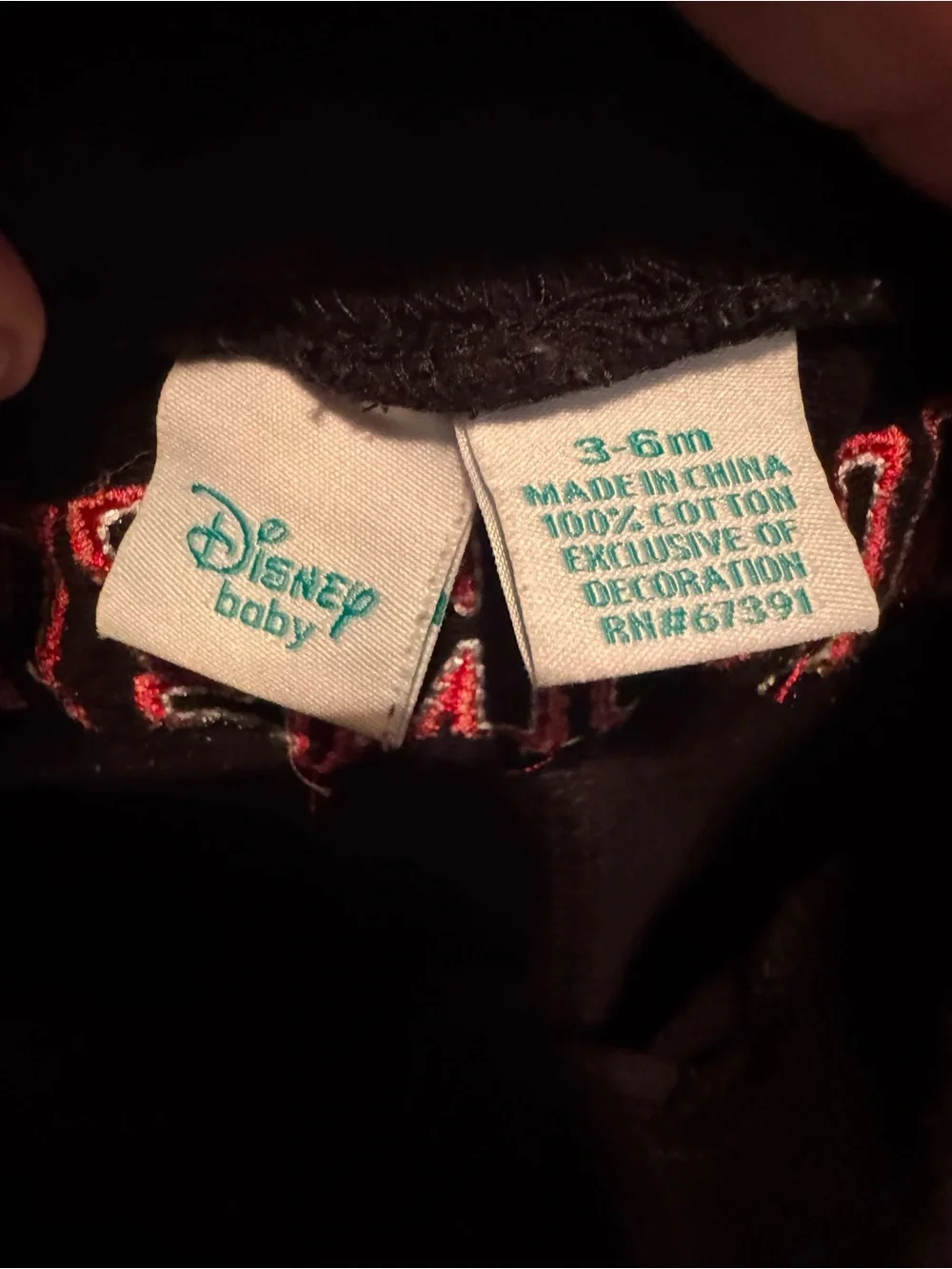 Disney Black Kids Sweatpants with Red Mickey Knee Appliqués 3 6 Months C5